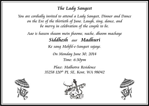 Sangeet ceremony invitation card 2 - Parekh Cards